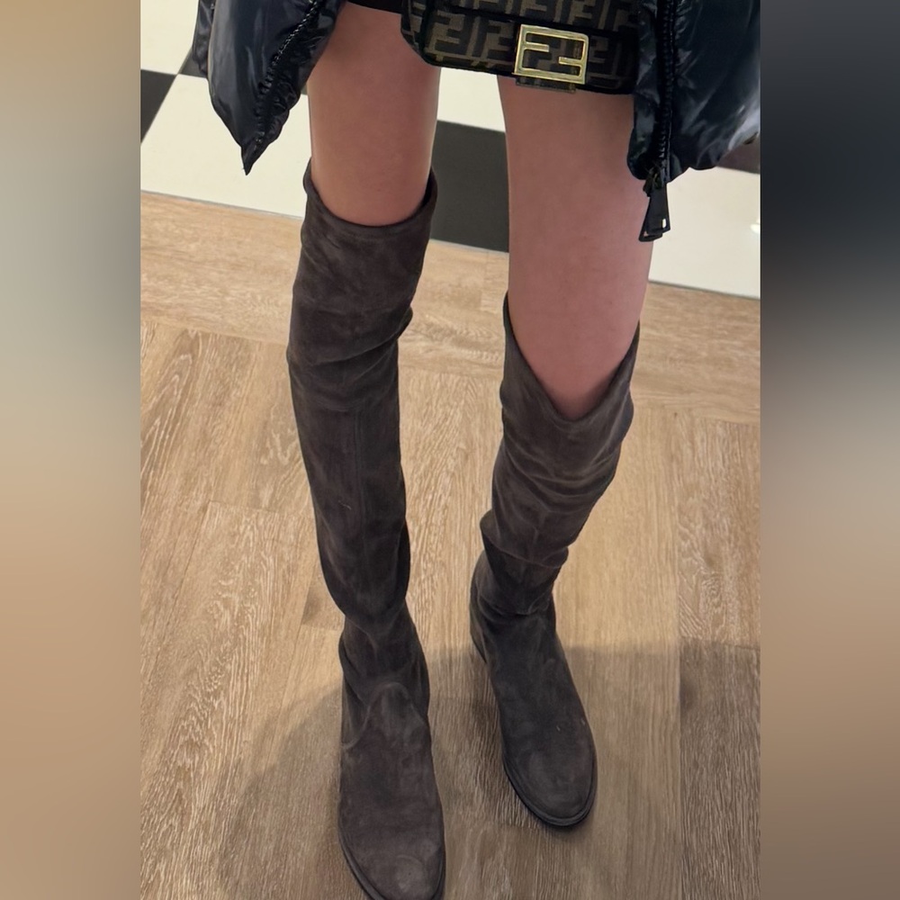 Stuart Weitzman Over-the-Knee Suede Boots in Dark Brown